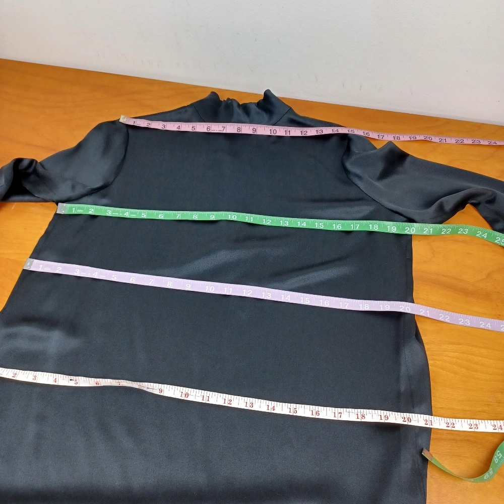 Vince Mock Neck Silk Shift Dress Size S Women Minimalist Quiet Luxury In Black - Picture 12 of 15